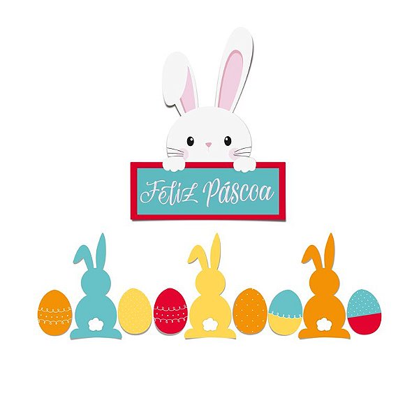 Kit Adesivo para Decoração de Vitrine Páscoa Adoleta - 10 unidades - Cromus Páscoa - Rizzo Embalagens