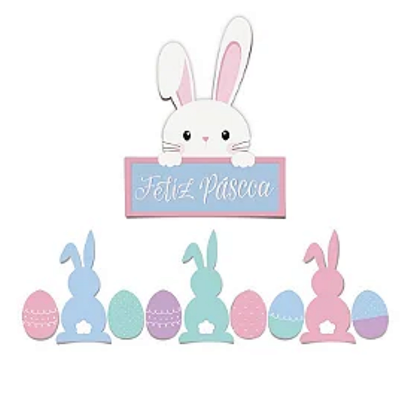 Kit Adesivo para Decoração de Vitrine Páscoa Soft - 10 unidades - Cromus Páscoa - Rizzo Embalagens