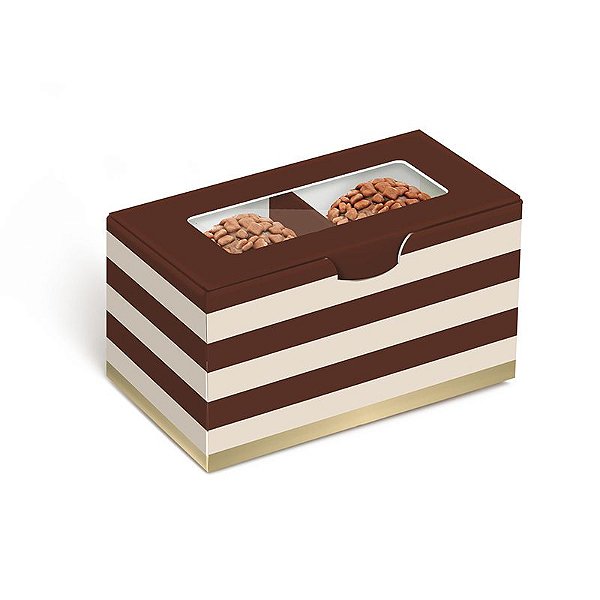 Caixa para 2 brigadeiros 8,5x5x4,5cm Hit Marrom - 10 unidades - Cromus - Rizzo Embalagens
