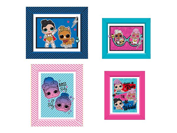 Quadro Decorativo Festa LOL Surprise - 4 Unidades - Regina -  Festas