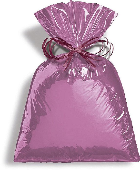 Saco para Presente Metalizado - Rosa - 25x37cm - 50 unidades - Cromus
