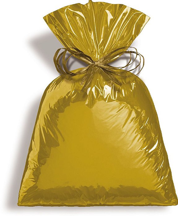 Saco para Presente Metalizado - Dourado - 30x44cm - 50 unidades - Cromus