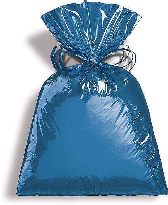 Saco para Presente Metalizado - Azul - 35x54cm - 50 unidades - Cromus - Rizzo Embalagens