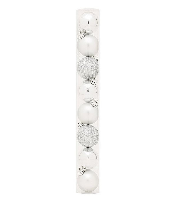 Bolas em Tubo Prata 8cm - 08 unidades - Cromus Natal - Rizzo