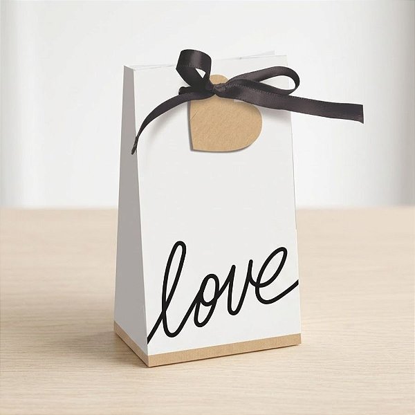 Caixa Special Trapézio Branco Love Felizes para Sempre 7,5x4x13cm  - 08 unidades - Cromus - Rizzo Embalagens