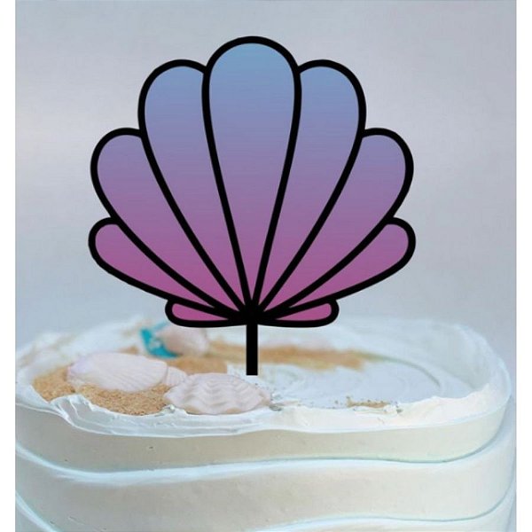Topo de Bolo Concha Glitter Sonho Fino Rizzo Confeitaria