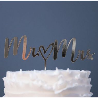 Topo de Bolo Mr Mrs Glitter Rose Gold Sonho Fino Rizzo Confeitaria