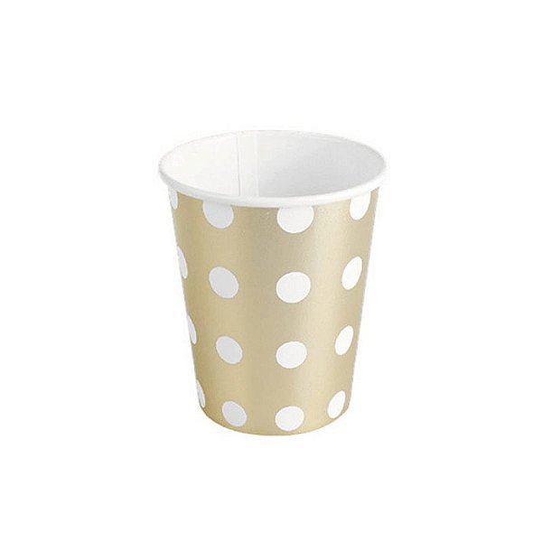 Copo de papel Poa Dourado Biodegradável- 10 unidades - 270 ml - Rizzo