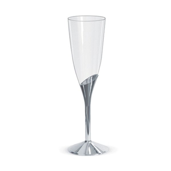 Taça para Champagne Base Prata - 6 unidades - 135 ml - Rizzo