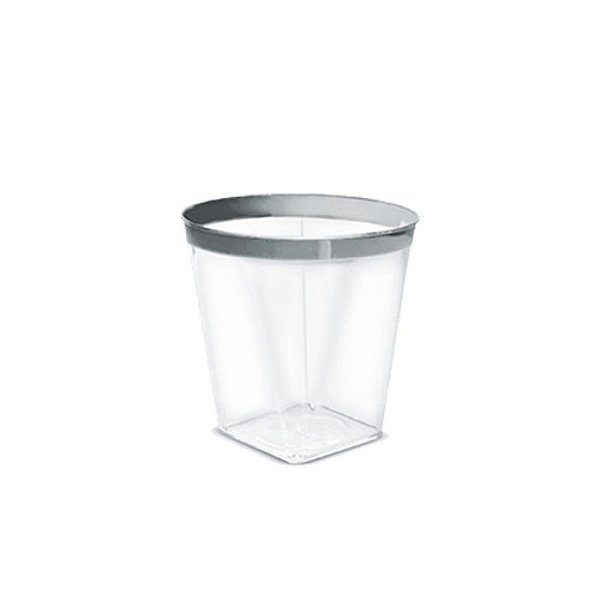 Mini Copo com borda Prateada- 10 unidades - 60 ml - Rizzo