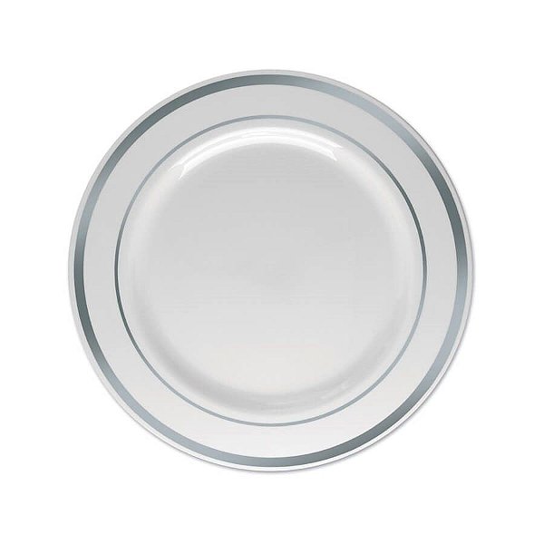 Prato Sobremesa Borda Prata - 6 unidades - 15 cm - Rizzo