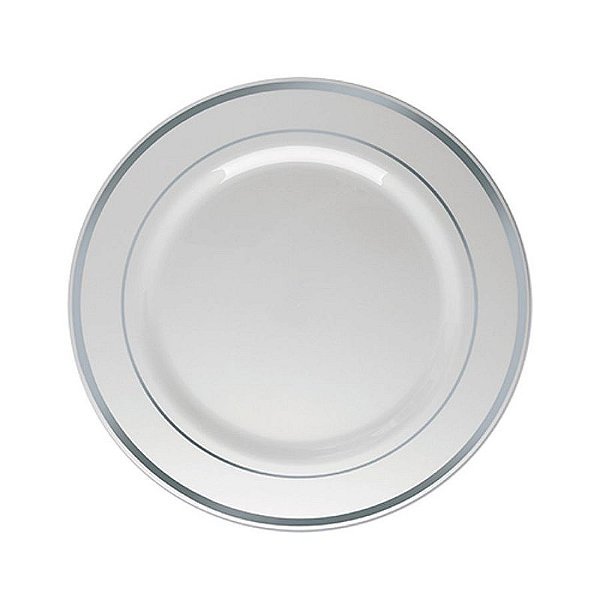 Prato Sobremesa Borda Prata - 6 unidades - 19 cm - Rizzo