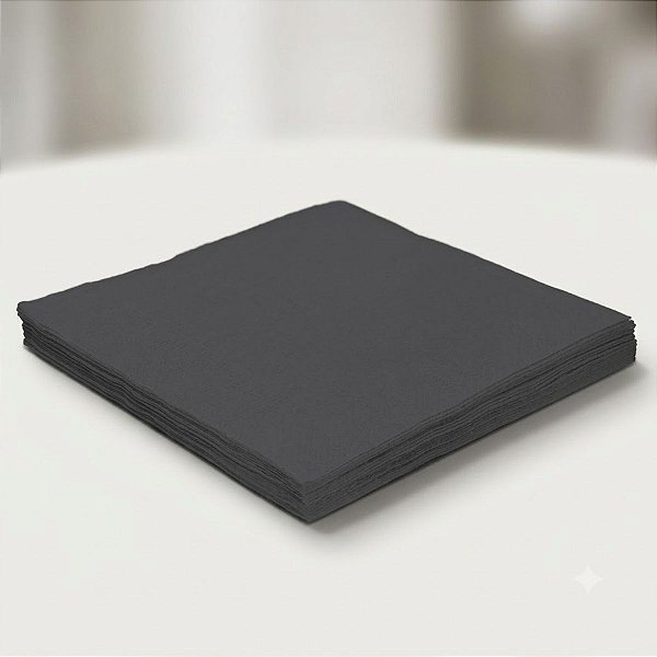 Guardanapo Liso Folha Dupla - Preto - 24x24cm - 20 unidades - Rizzo