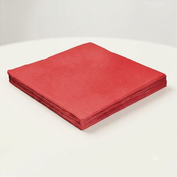 Guardanapo Liso Folha Dupla - Vermelho - 24x24cm - 20 unidades - Rizzo