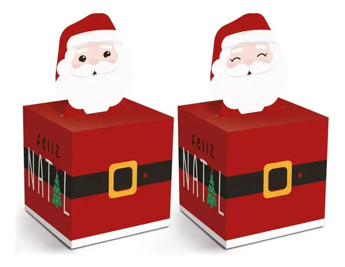 10 Caixa Papel Pop-up Noel Chegou Embalagem De Natal P/ Doce Vermelho