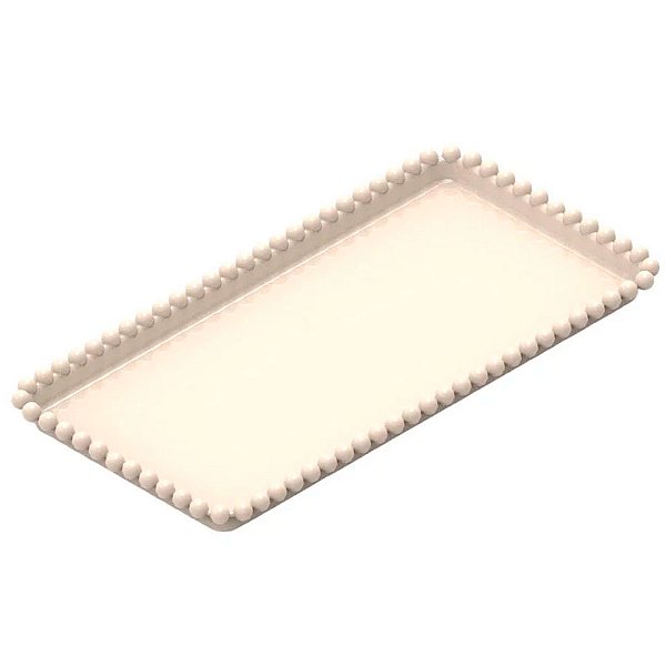 Bandeja Esfera Acrílica Durável Retangular - Bege - 25x13cm - 1 unidade - Rizzo - Rizzo