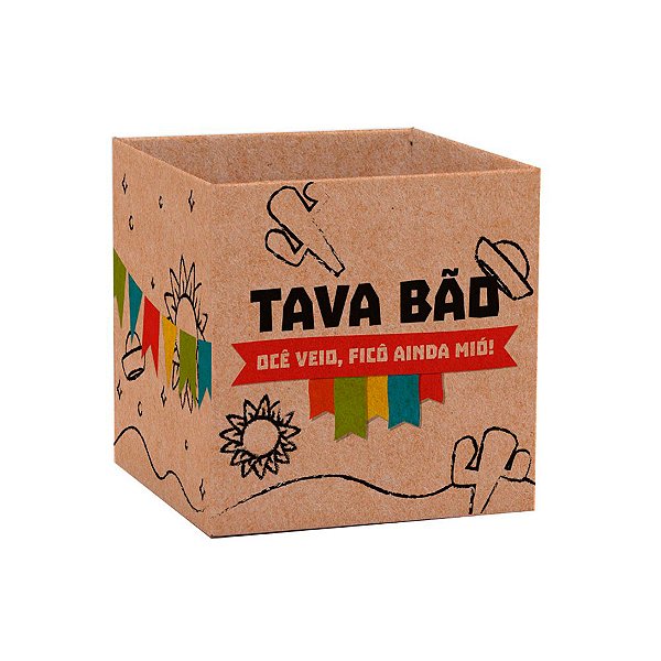 Cachepot Quadrado para Arranjos e Presentes - Tava Bão - 15cm - 1 unidade - Rizzo