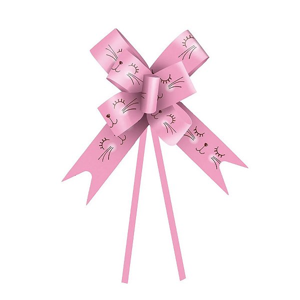 Laço Pronto Carinha Coelho Rosa 49mm - 10 unidades - Cromus - Rizzo