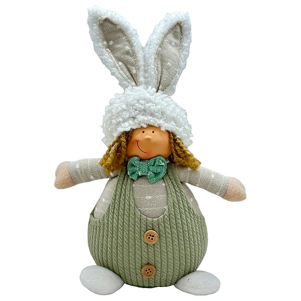 Boneco Decorativo de Páscoa Menino com Orelhas de Coelho - 1 unidade - D&A Decor - Rizzo
