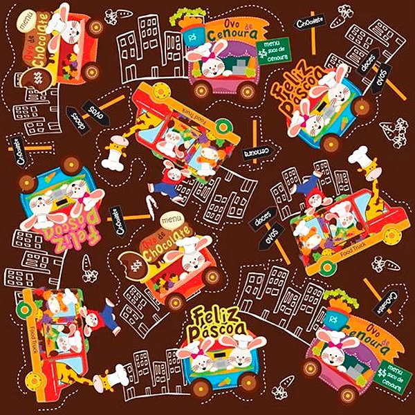Folha para Ovos de Páscoa Metalizado Food Truck Marrom 69x89cm - 25 unidades - Cromus - Rizzo