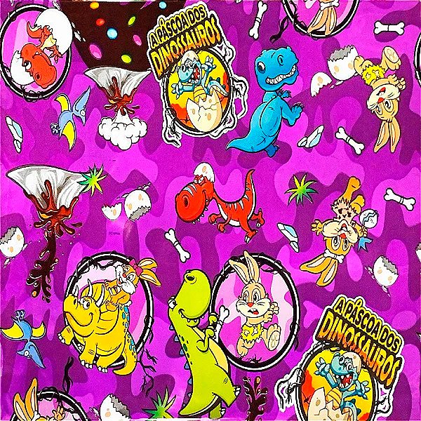 Folha para Ovos de Páscoa Metalizado Dinossauros lilás 69x89cm - 25 unidades - Cromus - Rizzo
