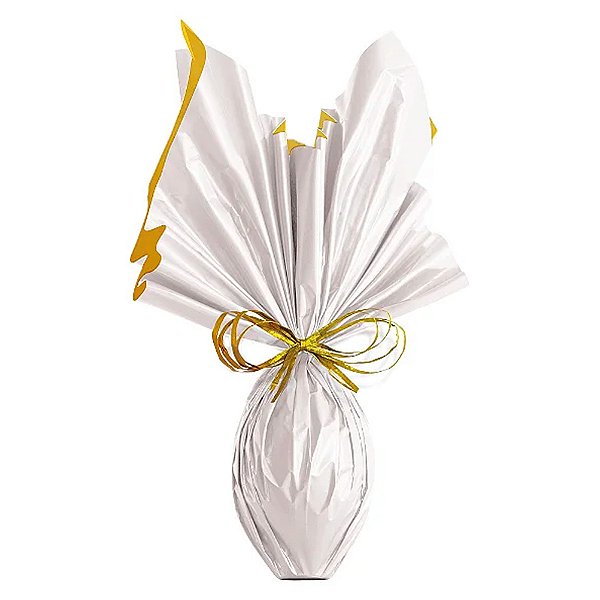 Folha para Ovos de Páscoa Double Face Acetinado Branco Ouro 69x89cm - 25 unidades - Cromus - Rizzo