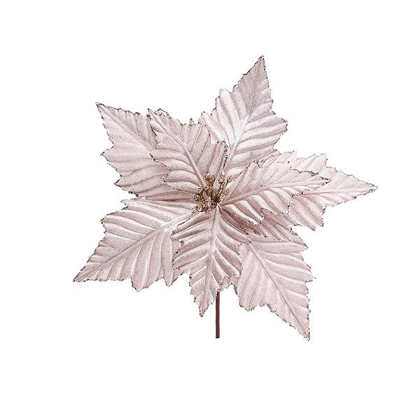 Poinsétia Decorativa Com Glitter - Prata - 26cm  - 1 unidade - Cromus  - Rizzo