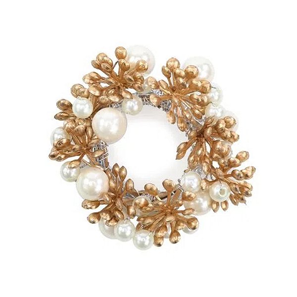 Mini Guirlanda Frutas e Bolas 4cm - Branco e Ouro - 1 unidade - Cromus - Rizzo