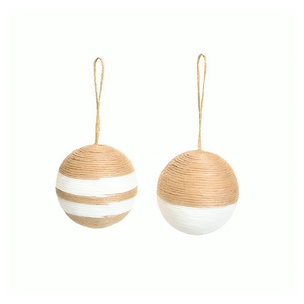 Bolas de Natal Papel Torcido - Branco/Bege - 10cm - 4 unidades - Cromus - Rizzo