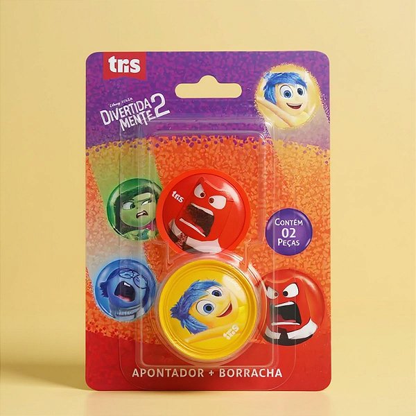 Kit Apontador e Borracha Divertidamente - Alegria e Raiva - 1 unidade - Disney Original - Rizzo