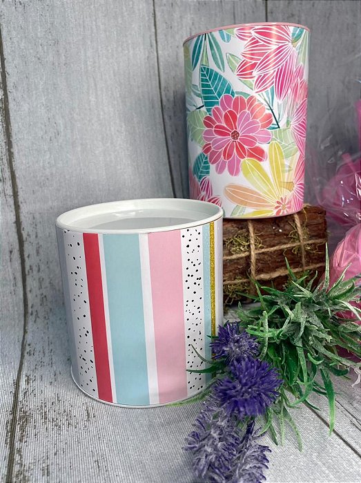 Tiras Decorativas Listras Pink Ouro Azul e Poá G com 5un. Rizzo Confeitaria