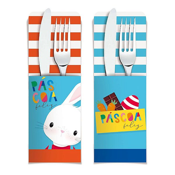 Porta Talher Decorativo Brilho de Páscoa - 08 unidades - Cromus Páscoa - Rizzo