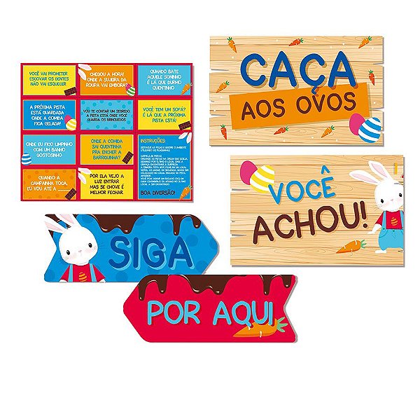 Kit Caça aos Ovos com Plaquinhas Brilho de Páscoa - Cromus Páscoa - Rizzo