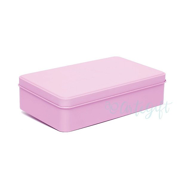 Lata Retangular para Lembrancinha Rosa - 11,5 x 19cm - Artegift - Rizzo