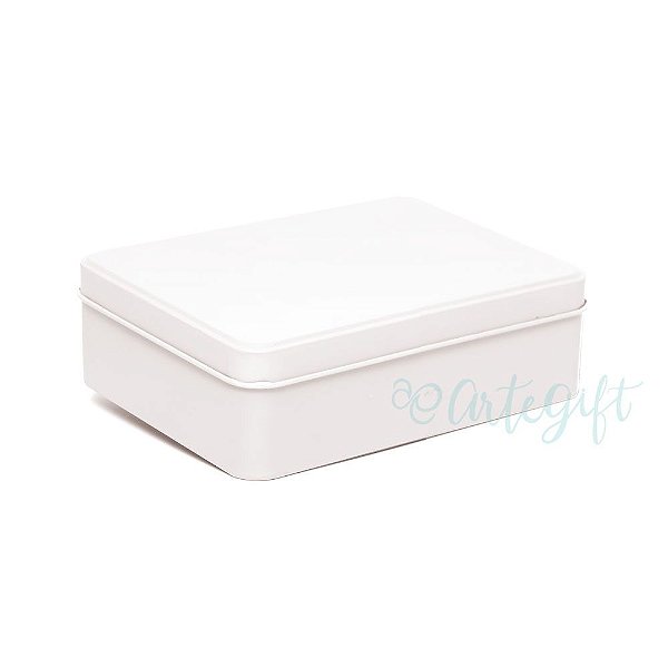 Lata Retangular para Lembrancinha Branca - 12 x 9 x 4cm - 6un - Artegift - Rizzo