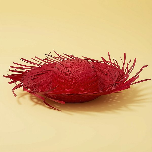 Chapéu de Palha Desfiado Colorido - Vermelho - 39x10,5cm - 1 unidade - Rizzo