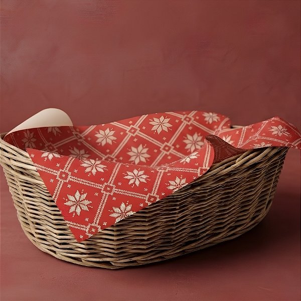 Folha de Papel para Presente de Natal Kraft - 70x69cm - Tricot - 25 unidades - Rizzo