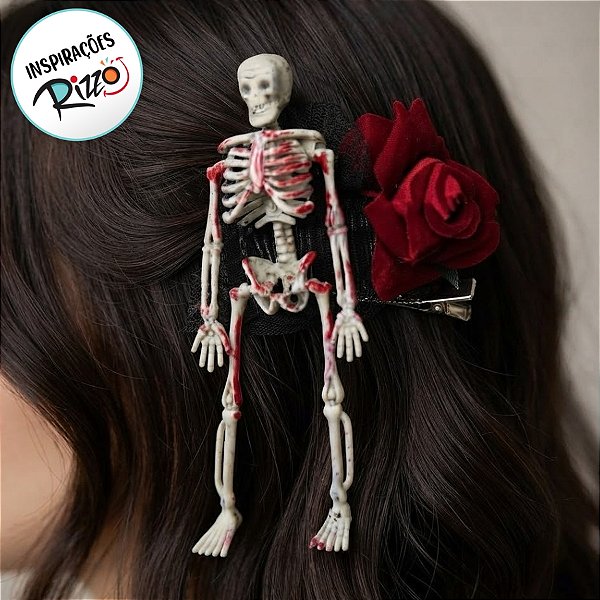 Presilha de Halloween Para Cabelo - Caveira - 15cm - 1 unidade - Rizzo