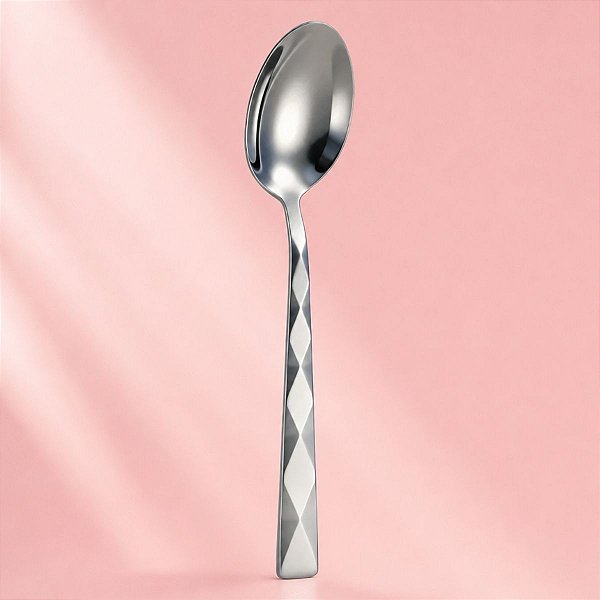Colher Refeição Descartável Design Premium - Prata - 18cm - 10 unidades - Rizzo