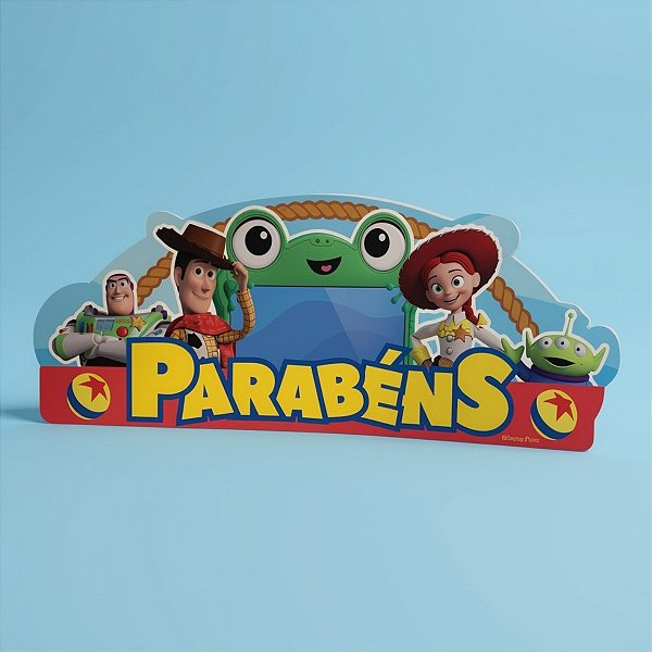 Decoraçao de Mesa em EVA - Toy Story 5 - Parabéns - 43x17cm - 1 unidade - Disney Original - Rizzo