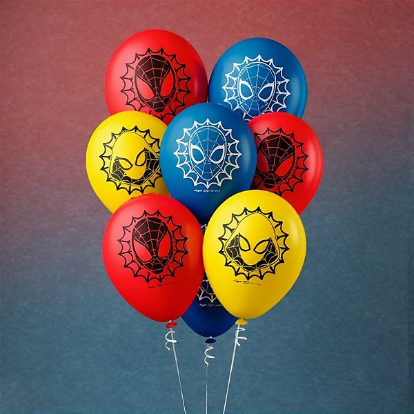 Balão de Festa Decorado 9" 23cm - Spider-Man - 25 unidades - Regina - Rizzo
