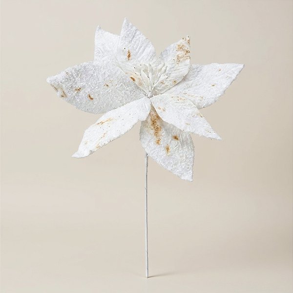 Poinsétia Decorativa - Branco Rústico - 35cm - 1 unidade - Rizzo