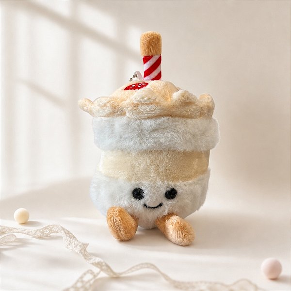 Chaveiro de Pelúcia Milkshake - Branco - 15x8cm - 1 unidade - Rizzo