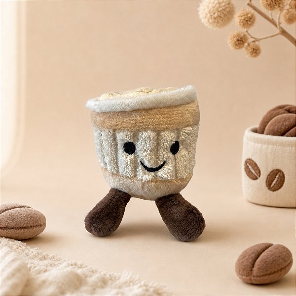 Chaveiro de Pelúcia Café - Bege claro - 9x6,5cm - 1 unidade - Rizzo