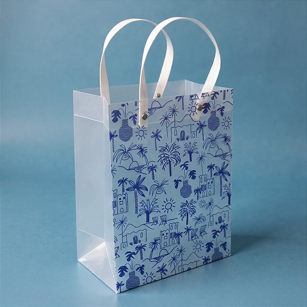 Sacola de Plástico Transparente Fosca - Azul Litoral - 18x24x10cm - 1 unidade - Rizzo