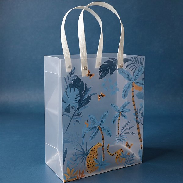 Sacola de Plástico Transparente Fosca - Azul Amazônia - 23x30x12cm - 1 unidade - Rizzo