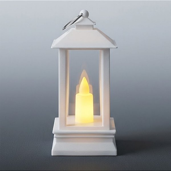 Mini Lamparina Decorativa com Led - Branco - 4,5x9x4,5cm - 1 unidade - Rizzo