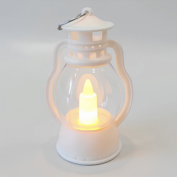 Mini Lampião Decorativo com Led - Branco - 5x9x4cm - 1 unidade - Rizzo