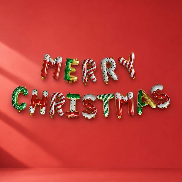 Balão de Festa Microfoil 16" - Merry Christmas - 40cm  - 1 unidade - Rizzo