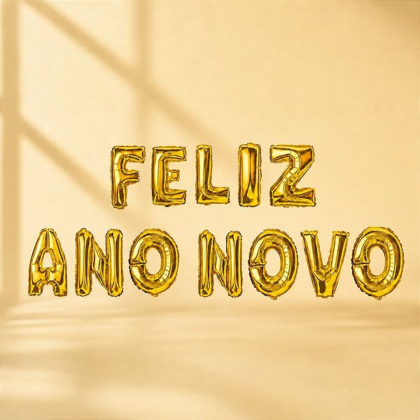 Balão de Festa Microfoil 16" - Dourado - Feliz Ano Novo -  40cm - 1 unidade - Rizzo